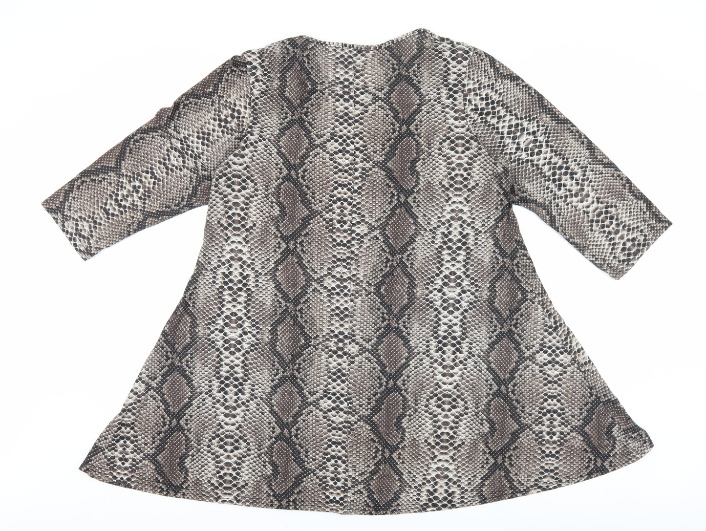Praslin Womens Brown Animal Print Polyester Basic T-Shirt Size 18 Round Neck - Snake Print
