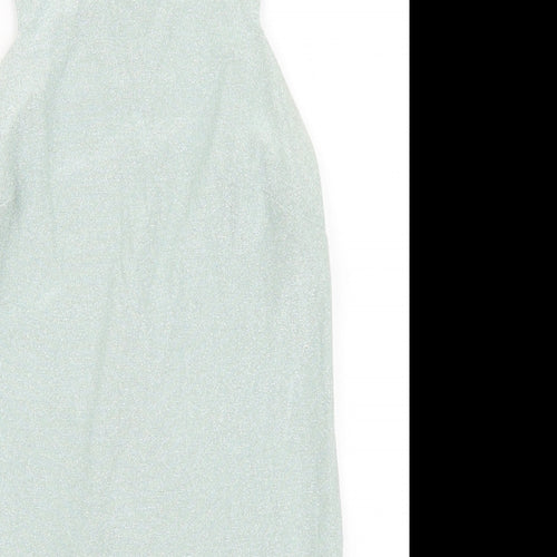 Topshop Womens Green Polyester Shift Size 8 Round Neck Zip