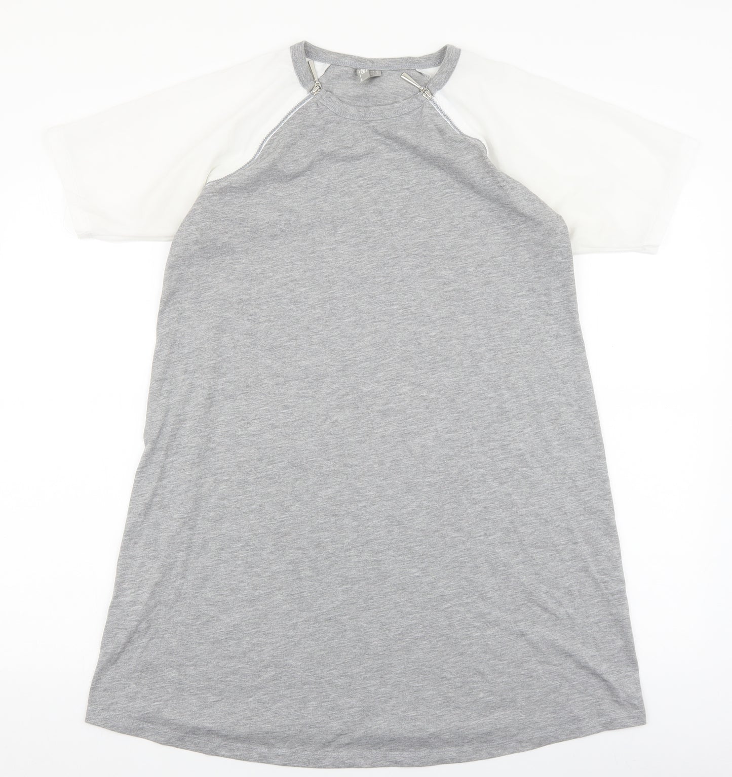 ASOS Womens Grey Viscose T-Shirt Dress Size 10 Round Neck Zip
