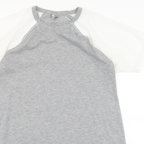 ASOS Womens Grey Viscose T-Shirt Dress Size 10 Round Neck Zip