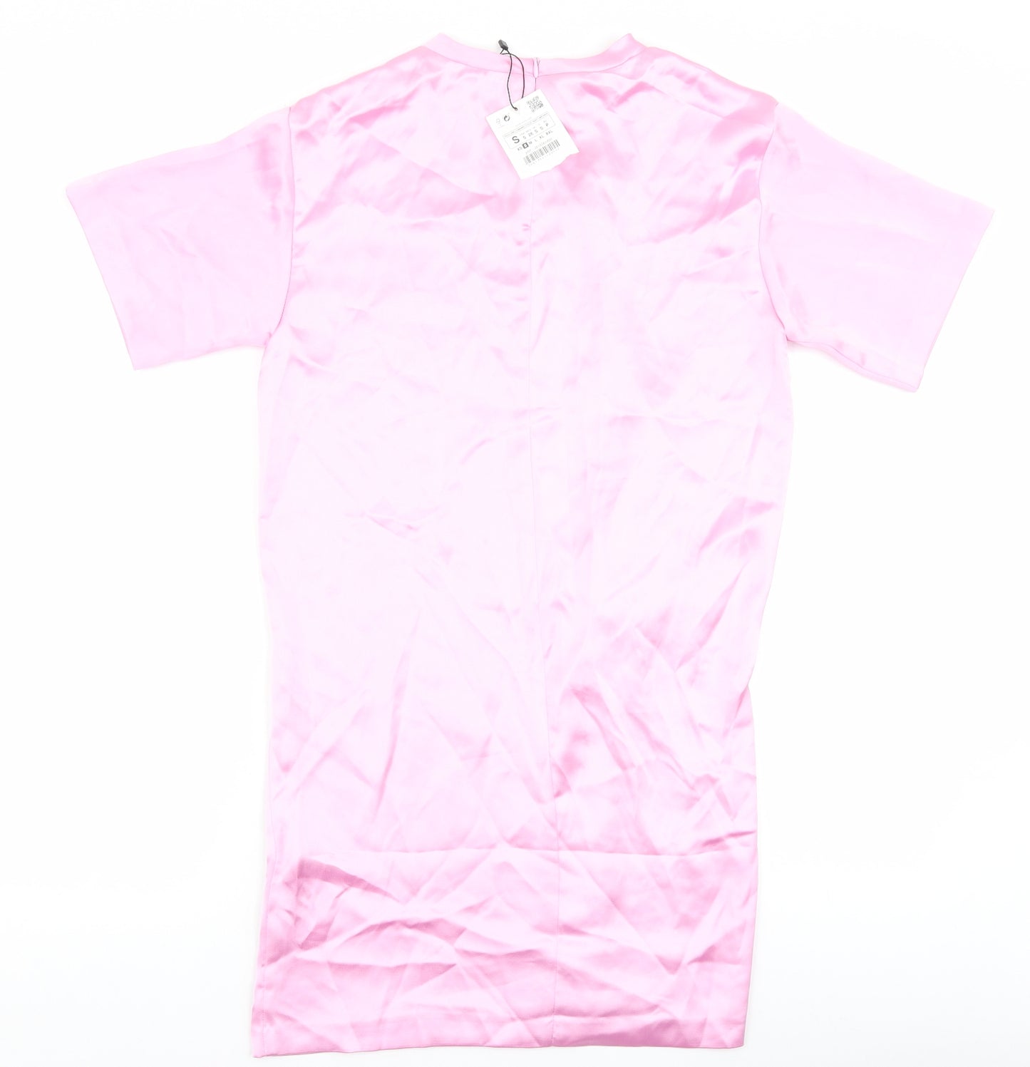 Zara Womens Pink Polyester T-Shirt Dress Size S Round Neck Pullover