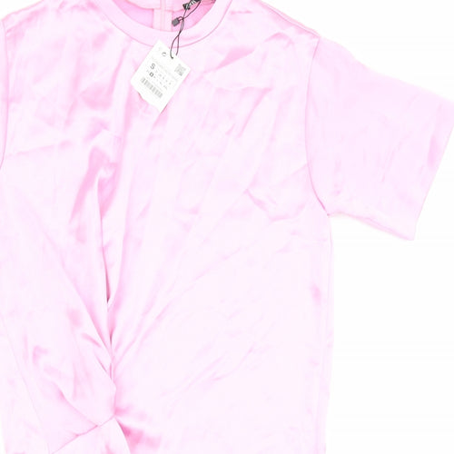 Zara Womens Pink Polyester T-Shirt Dress Size S Round Neck Pullover