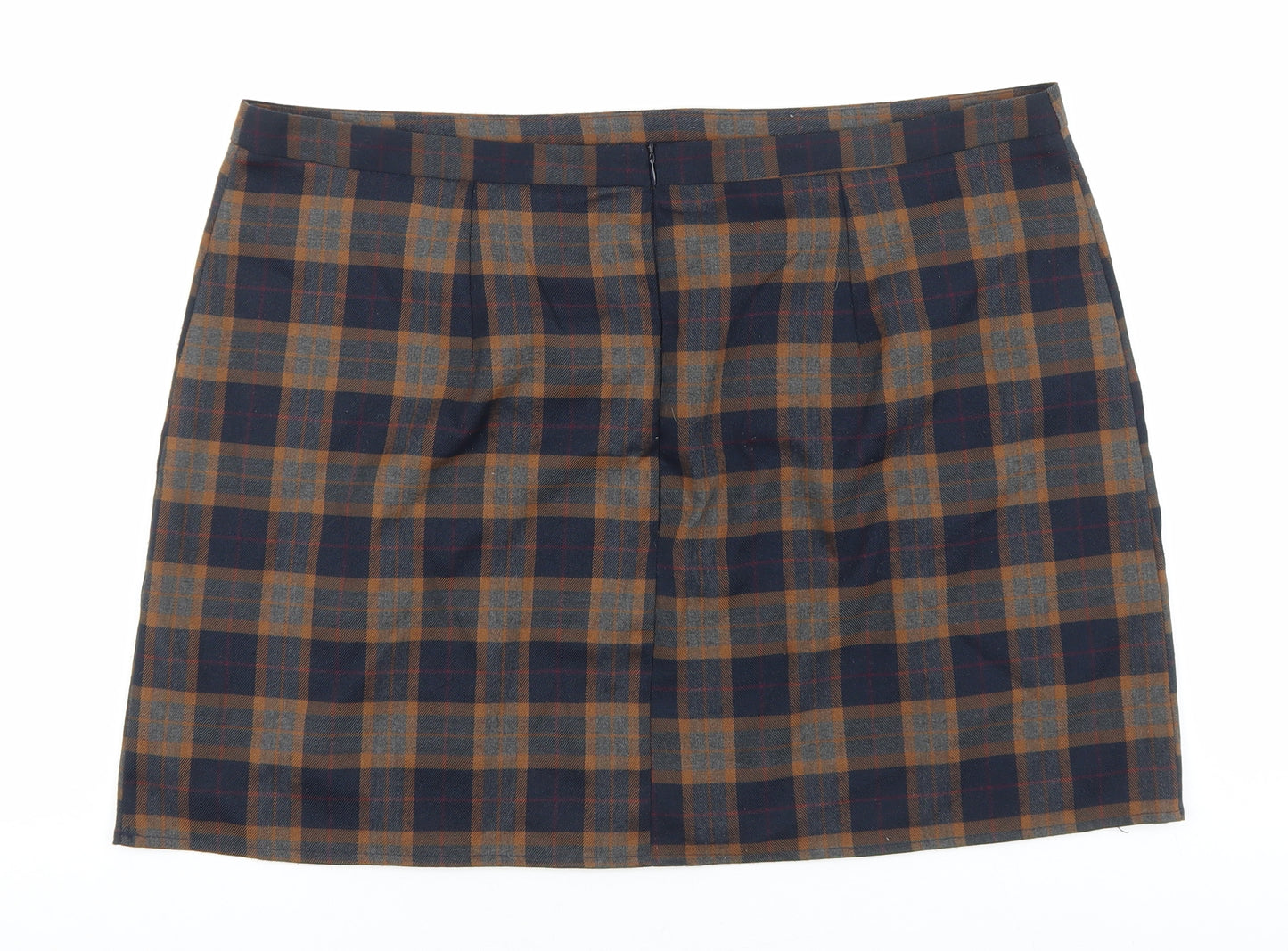 Primark Womens Multicoloured Plaid Polyester Mini Skirt Size 20 Zip