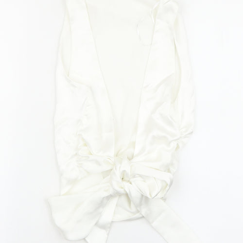 Zara Womens White Polyester Basic Tank Size XS Boat Neck