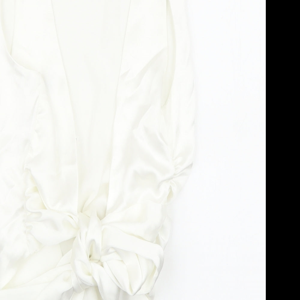 Zara Womens White Polyester Basic Tank Size XS Boat Neck