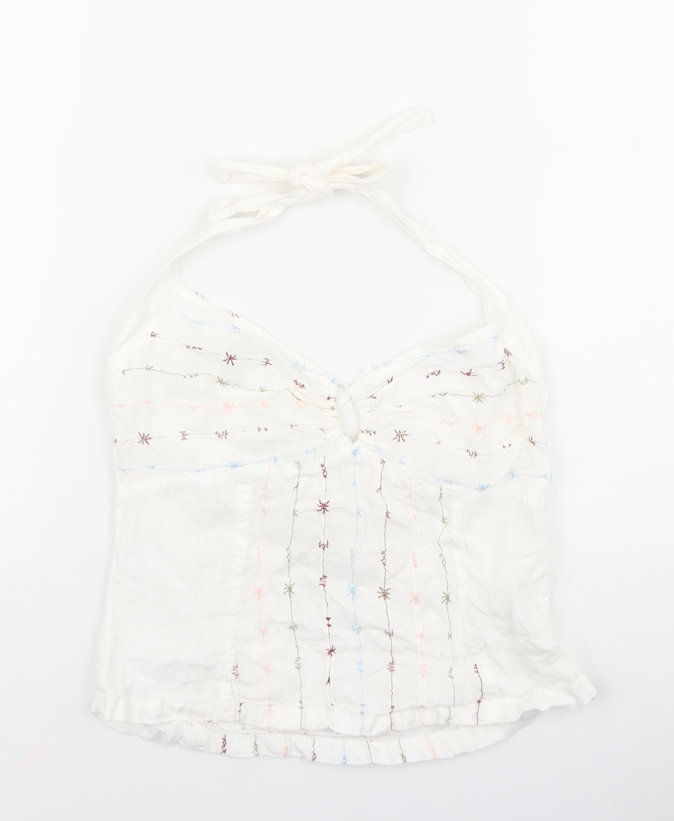 Preworn Womens White Linen Basic Tank Size 12 Halter