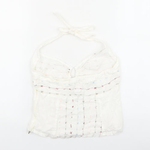 Preworn Womens White Linen Basic Tank Size 12 Halter