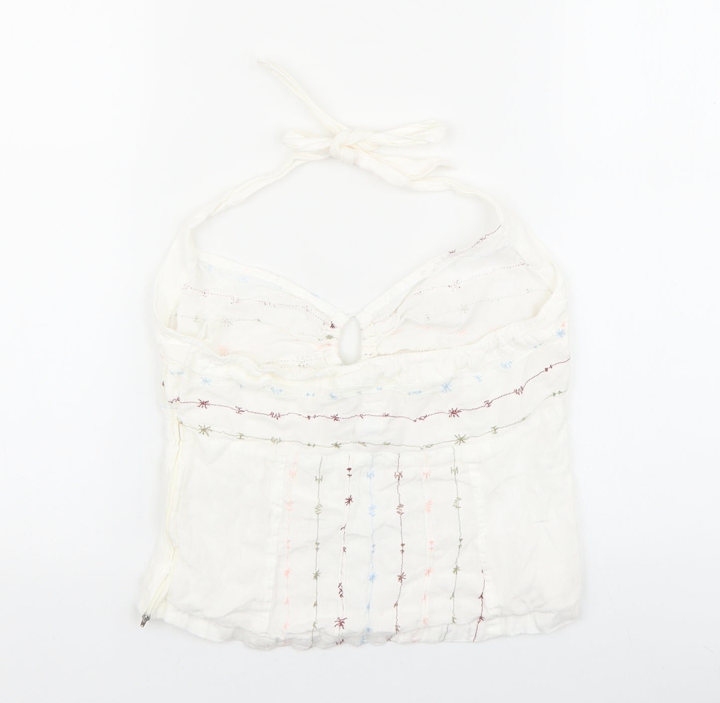 Preworn Womens White Linen Basic Tank Size 12 Halter