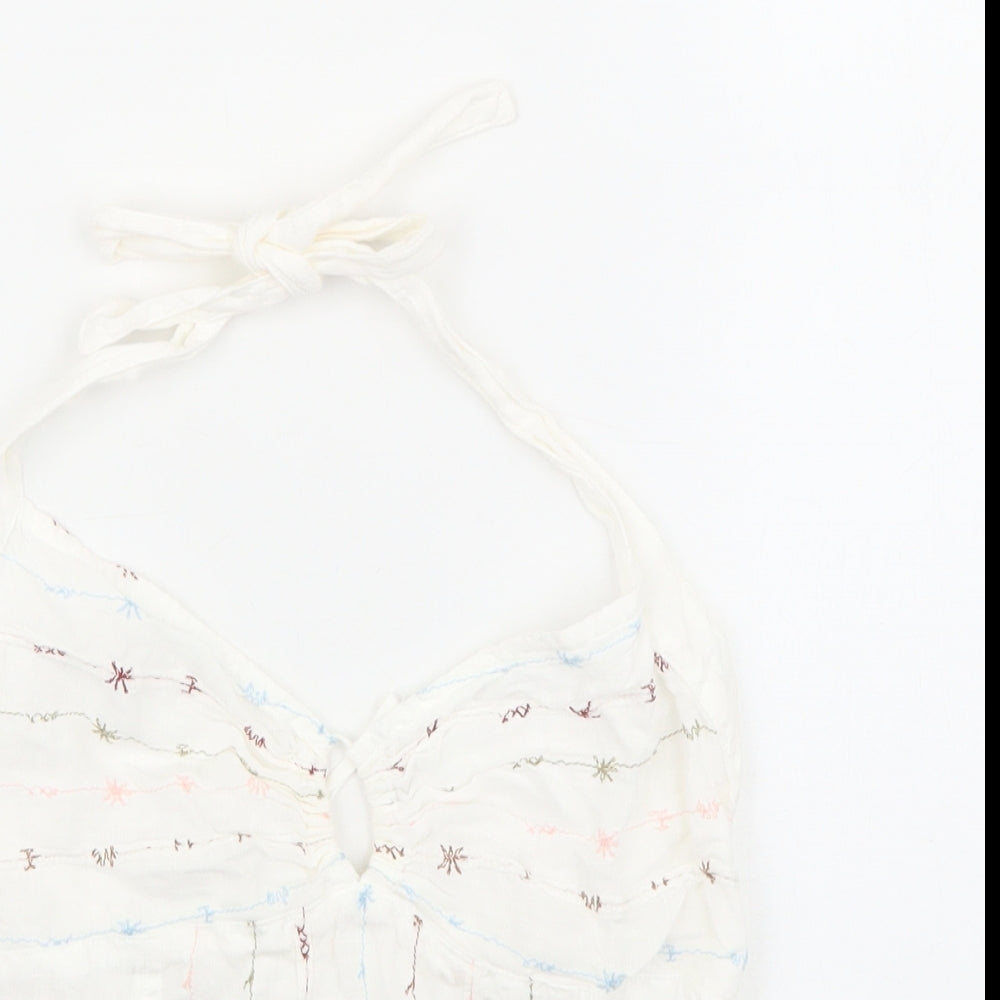 Preworn Womens White Linen Basic Tank Size 12 Halter