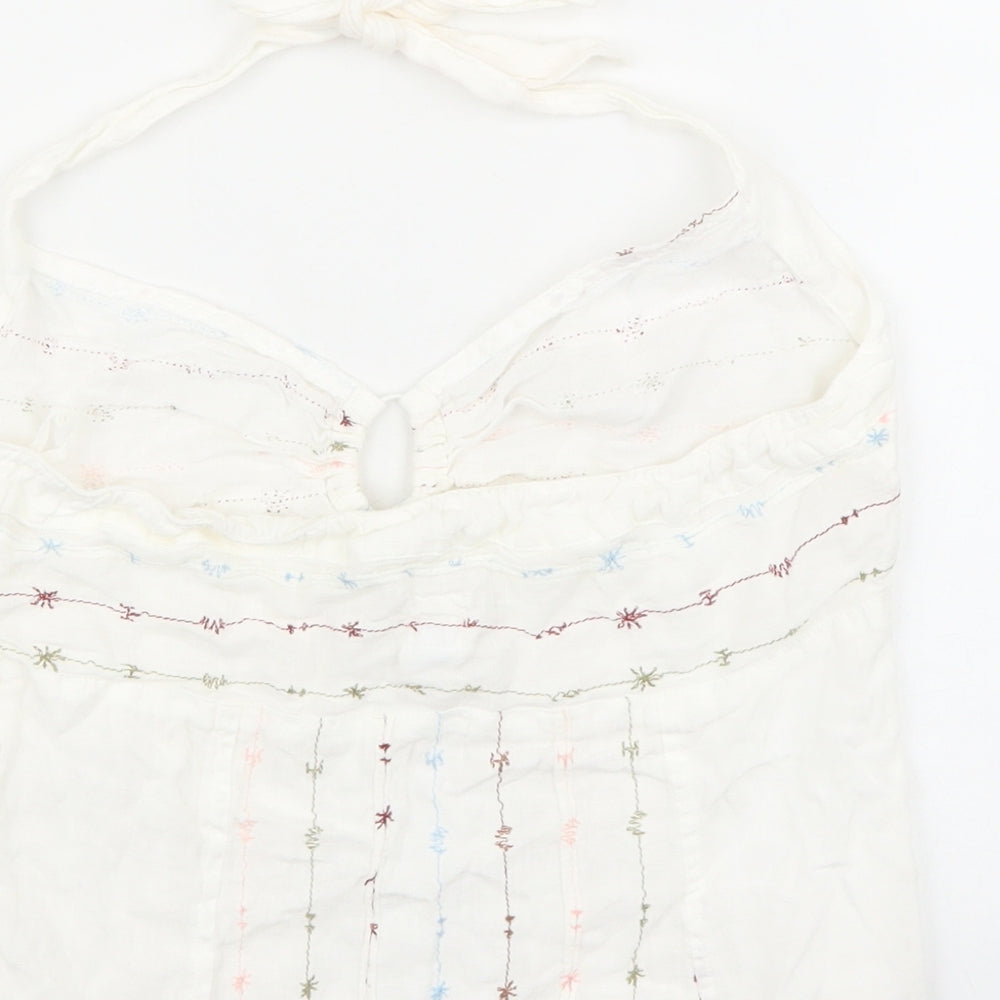 Preworn Womens White Linen Basic Tank Size 12 Halter