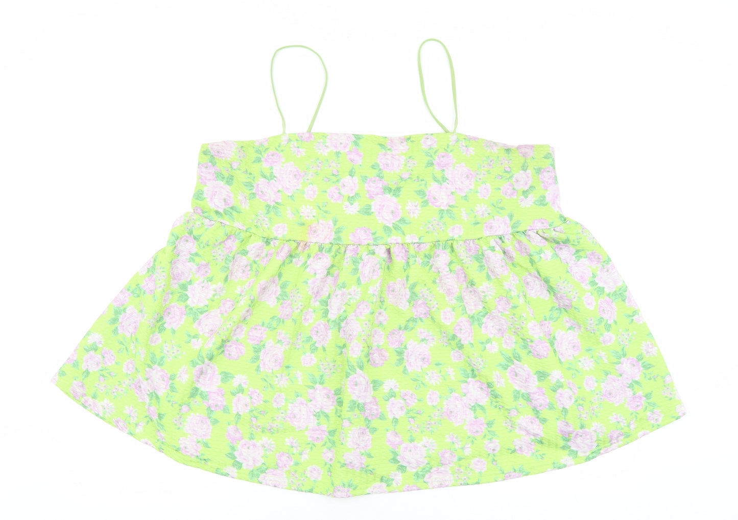 ASOS Womens Green Floral Polyester Camisole Tank Size 18 Square Neck