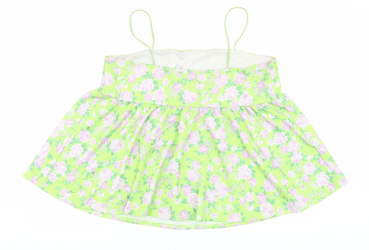 ASOS Womens Green Floral Polyester Camisole Tank Size 18 Square Neck