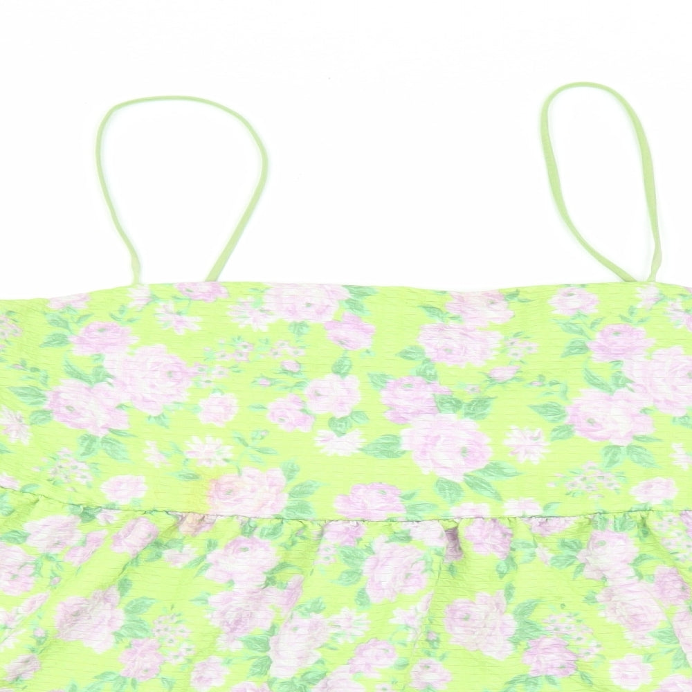 ASOS Womens Green Floral Polyester Camisole Tank Size 18 Square Neck