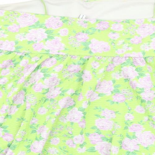 ASOS Womens Green Floral Polyester Camisole Tank Size 18 Square Neck