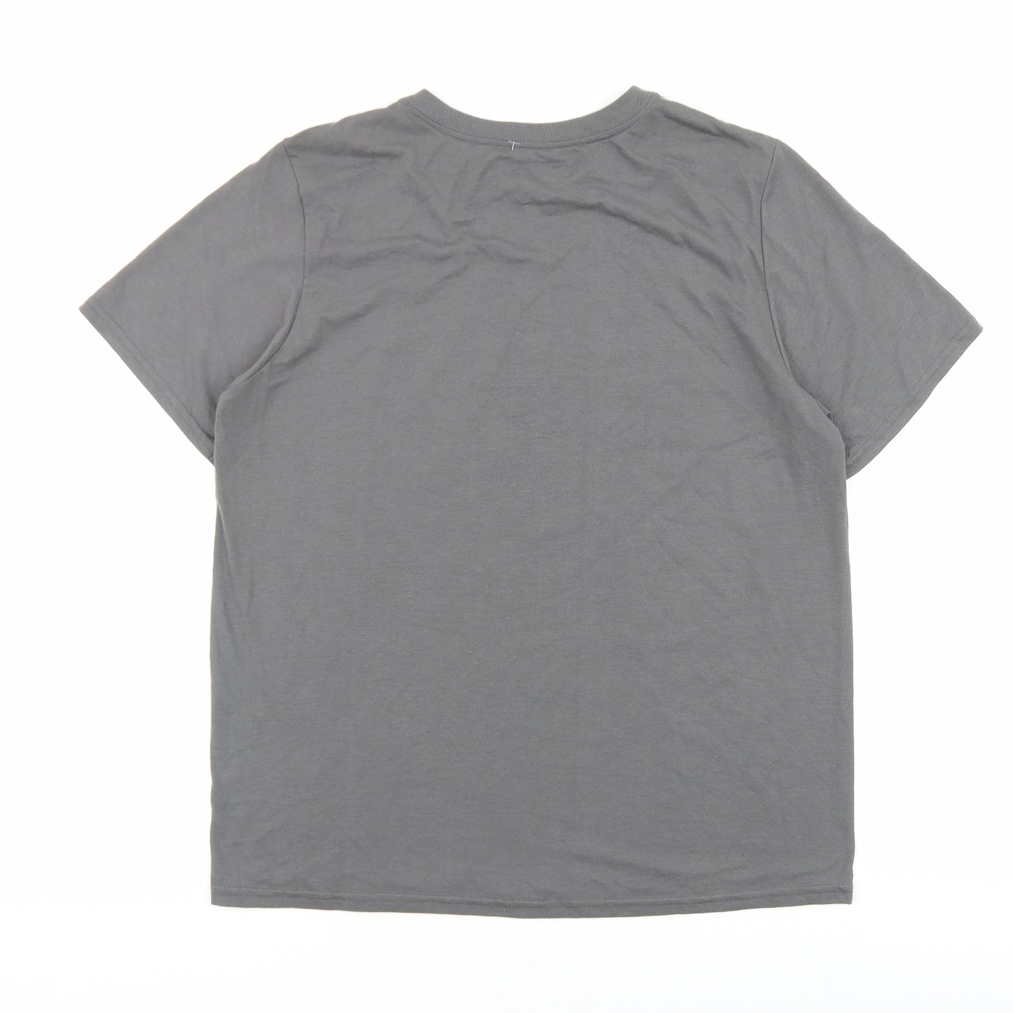 Gildan Mens Grey Polyester T-Shirt Size M Round Neck