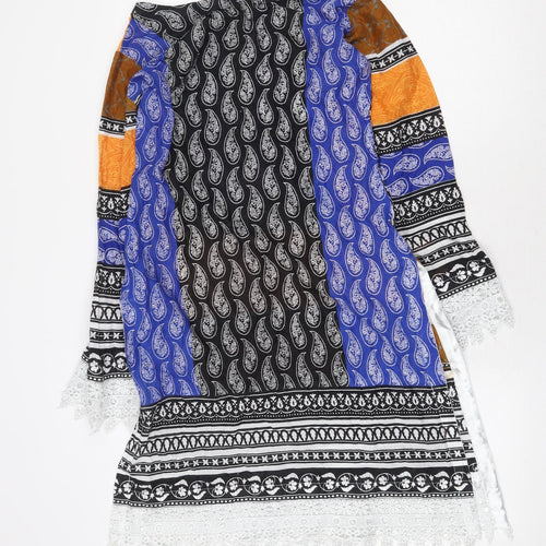 Lakhtai Womens Multicoloured Geometric Viscose Shift Size S Boat Neck Pullover