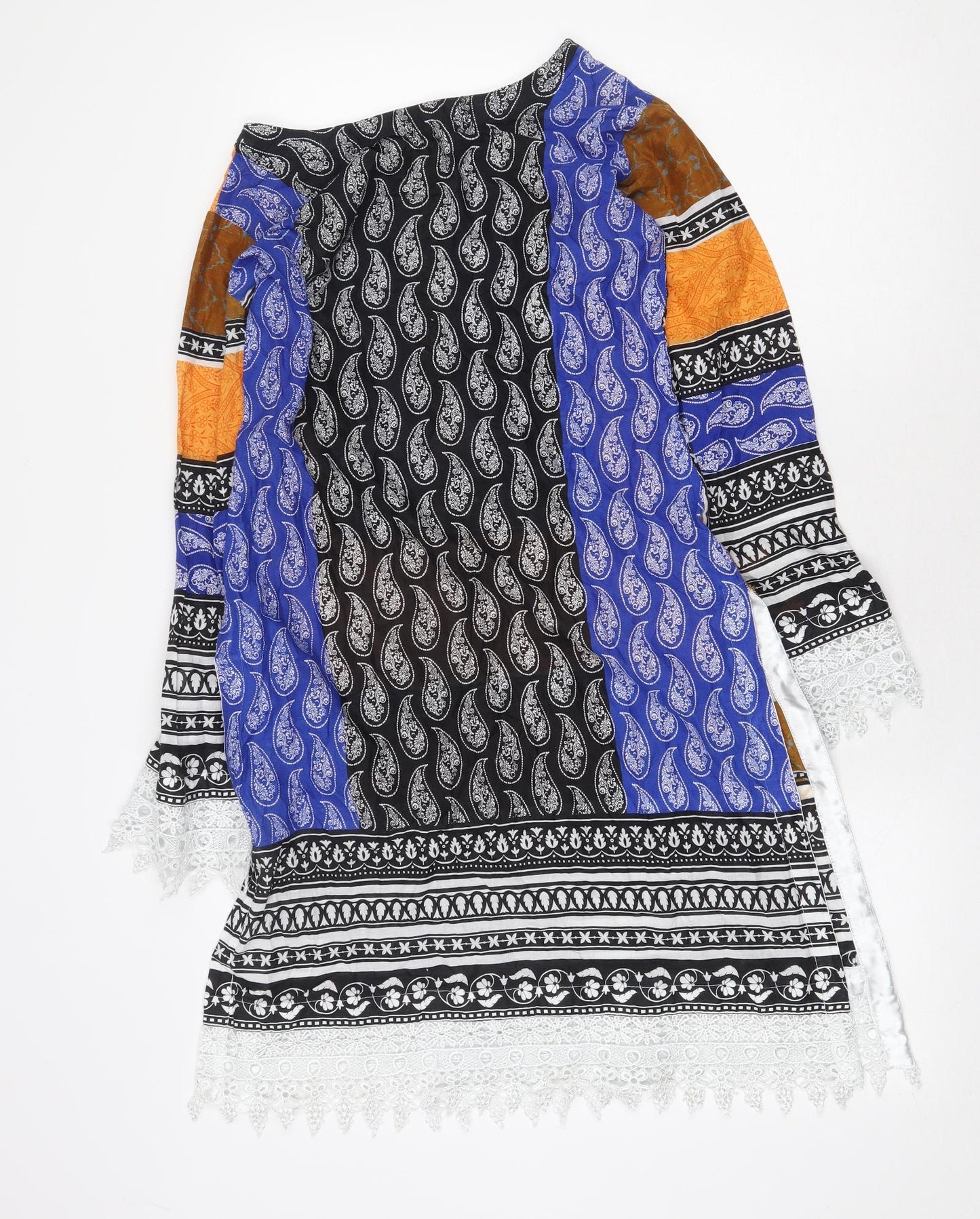 Lakhtai Womens Multicoloured Geometric Viscose Shift Size S Boat Neck Pullover