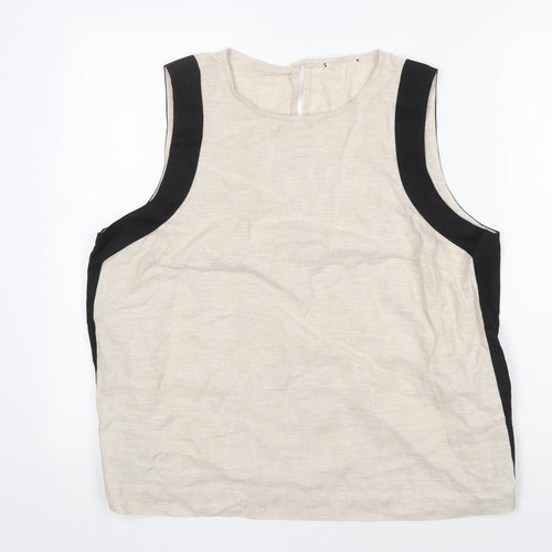 Preworn Womens Beige Polyester Basic Tank Size 16 Round Neck