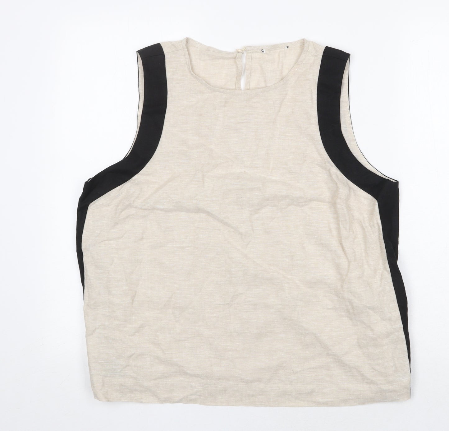 Preworn Womens Beige Polyester Basic Tank Size 16 Round Neck