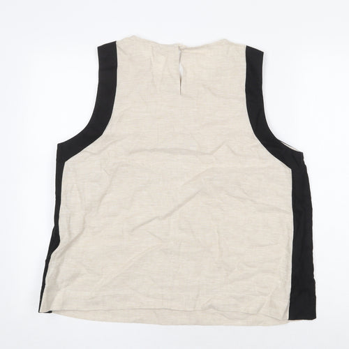 Preworn Womens Beige Polyester Basic Tank Size 16 Round Neck