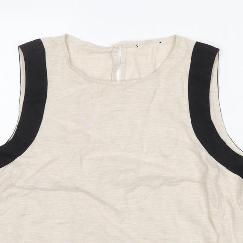 Preworn Womens Beige Polyester Basic Tank Size 16 Round Neck