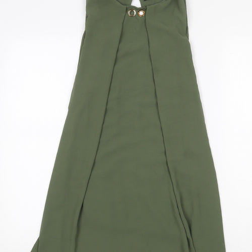 Quiz Womens Green Polyester A-Line Size M Boat Neck Button