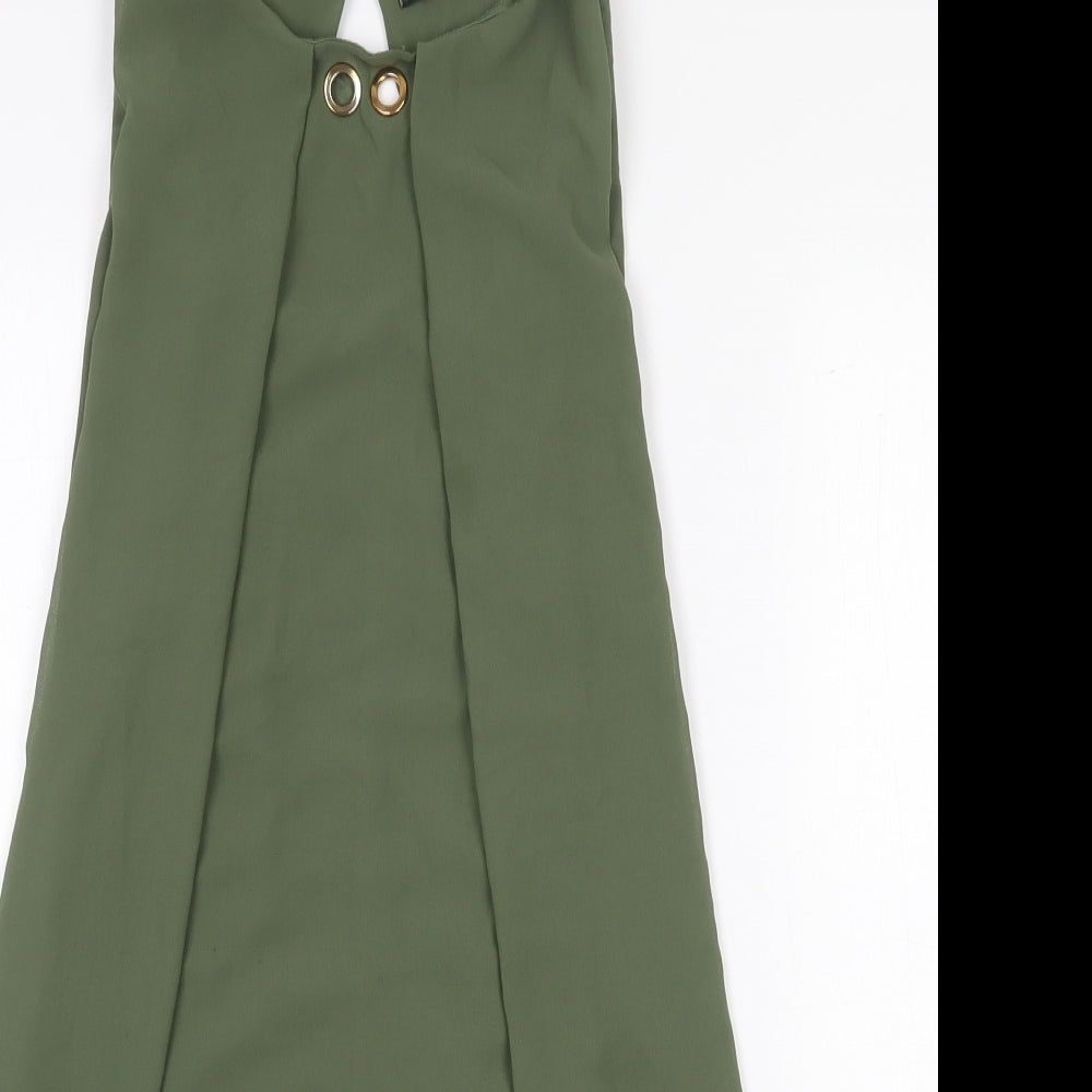 Quiz Womens Green Polyester A-Line Size M Boat Neck Button