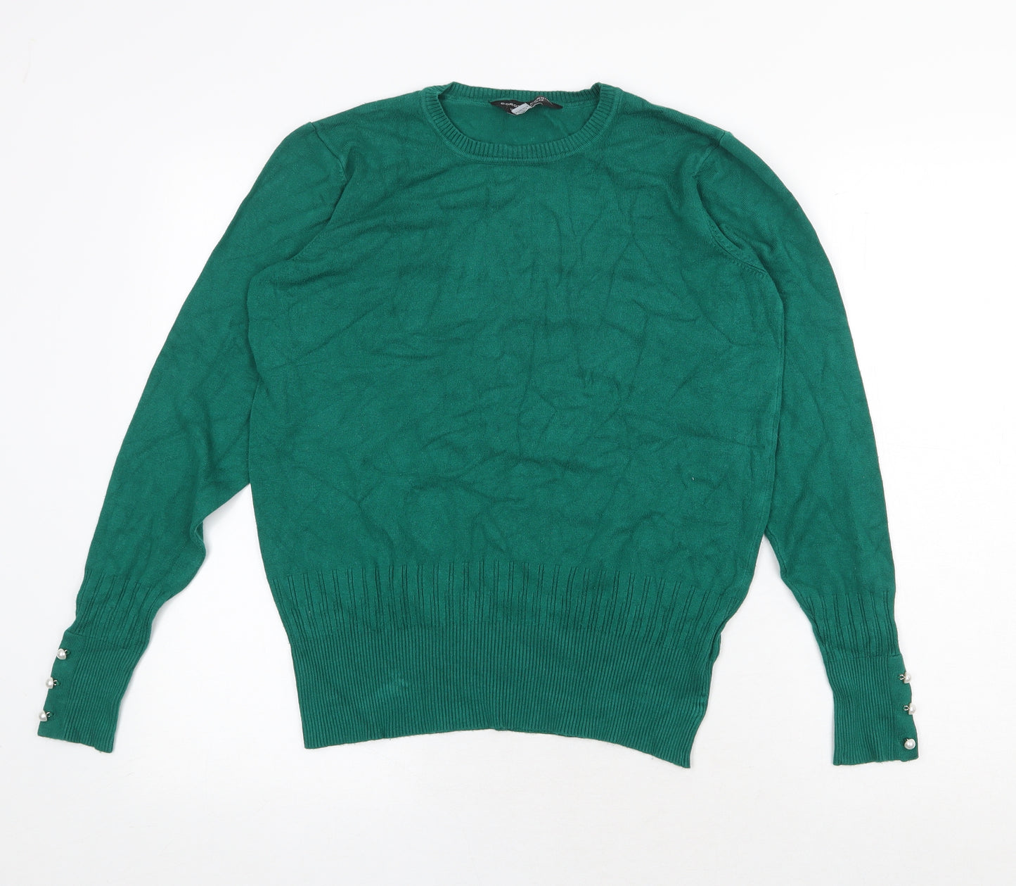 Dorothy Perkins Womens Green Round Neck Viscose Pullover Jumper Size 14