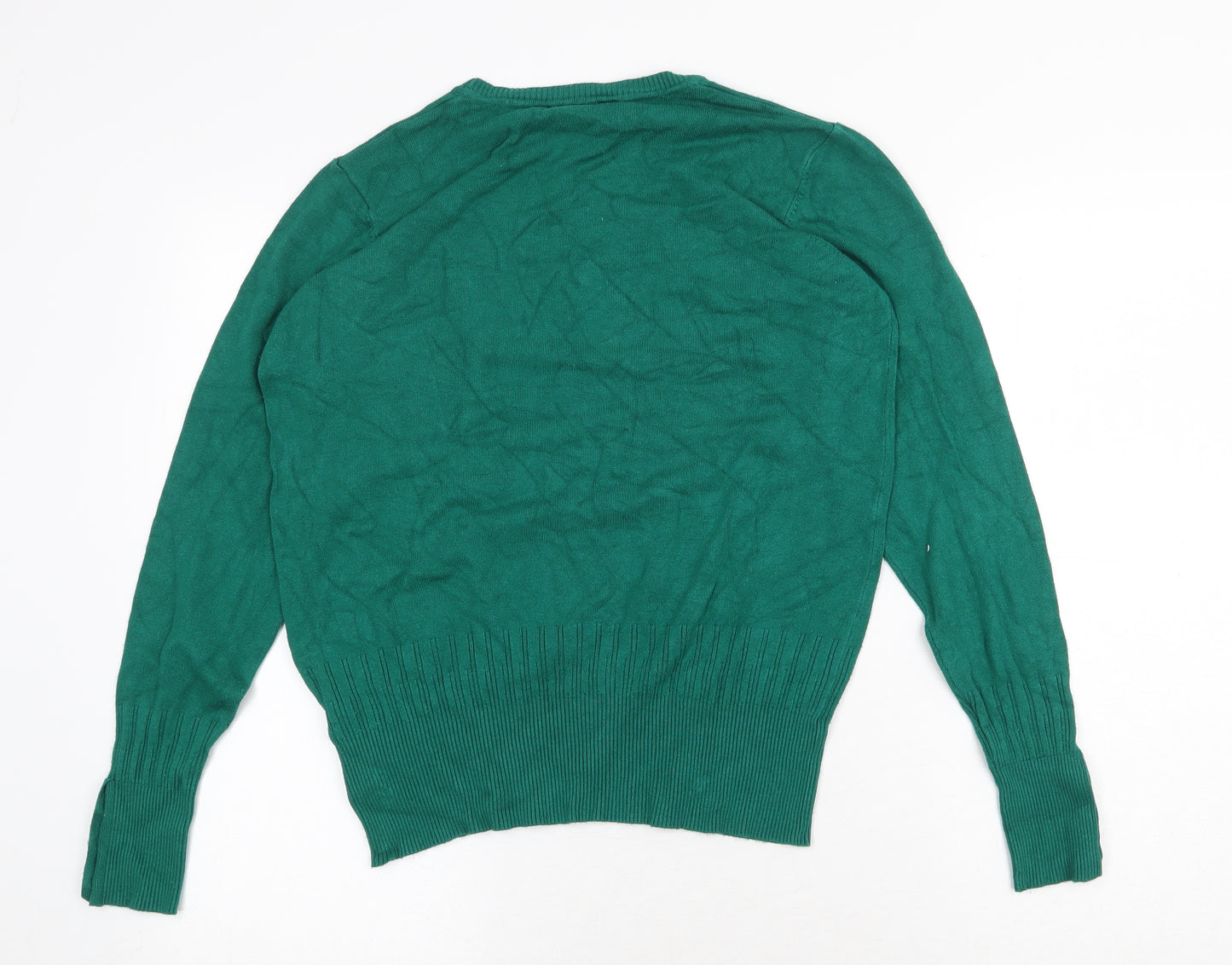 Dorothy Perkins Womens Green Round Neck Viscose Pullover Jumper Size 14