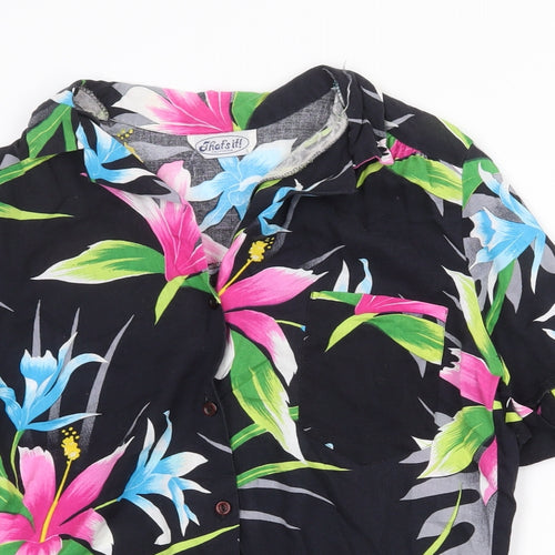 That's It California Womens Multicoloured Floral Polyester Basic Button-Up Size S Collared