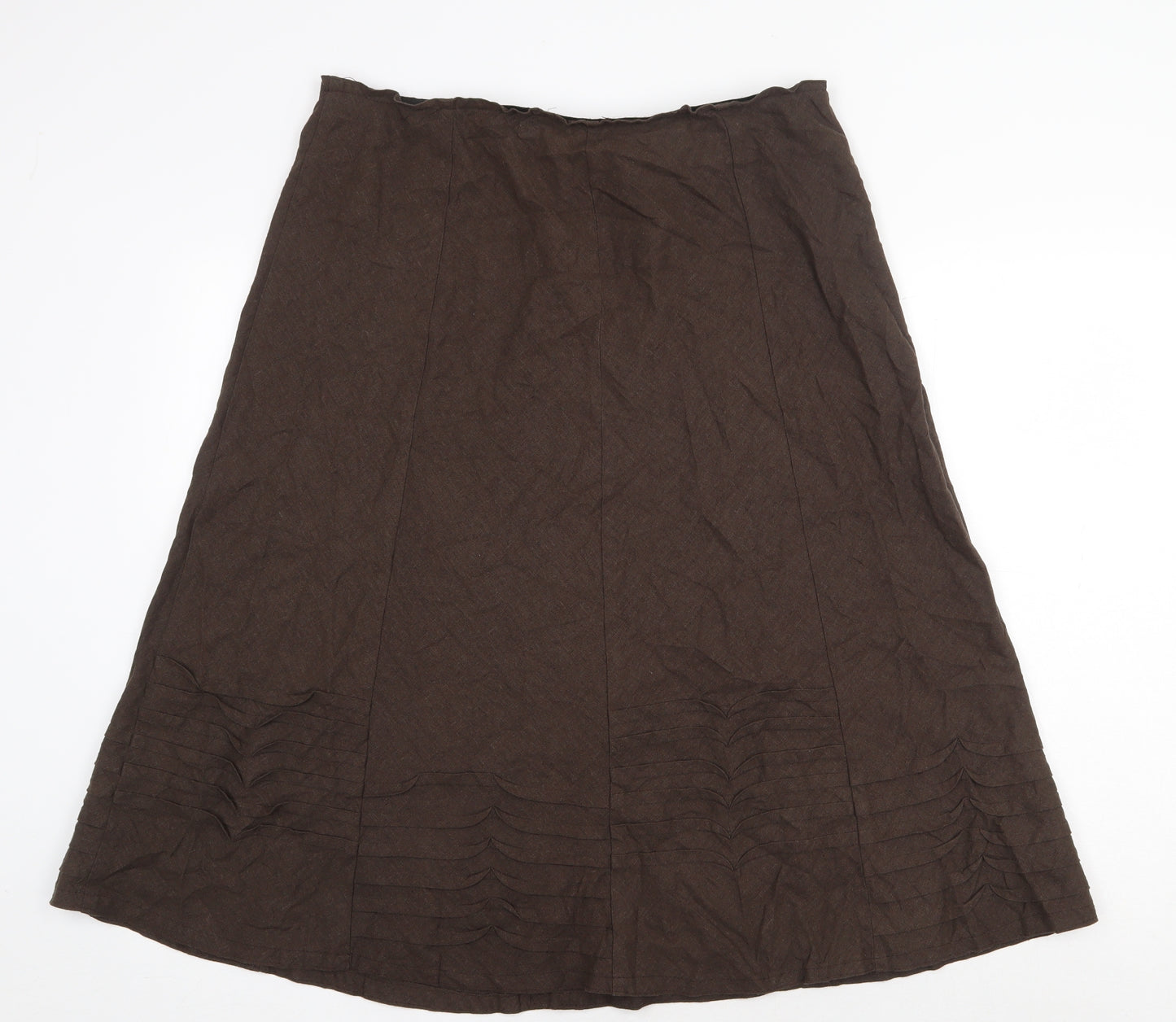 Marks and Spencer Womens Brown Linen Flare Skirt Size 16