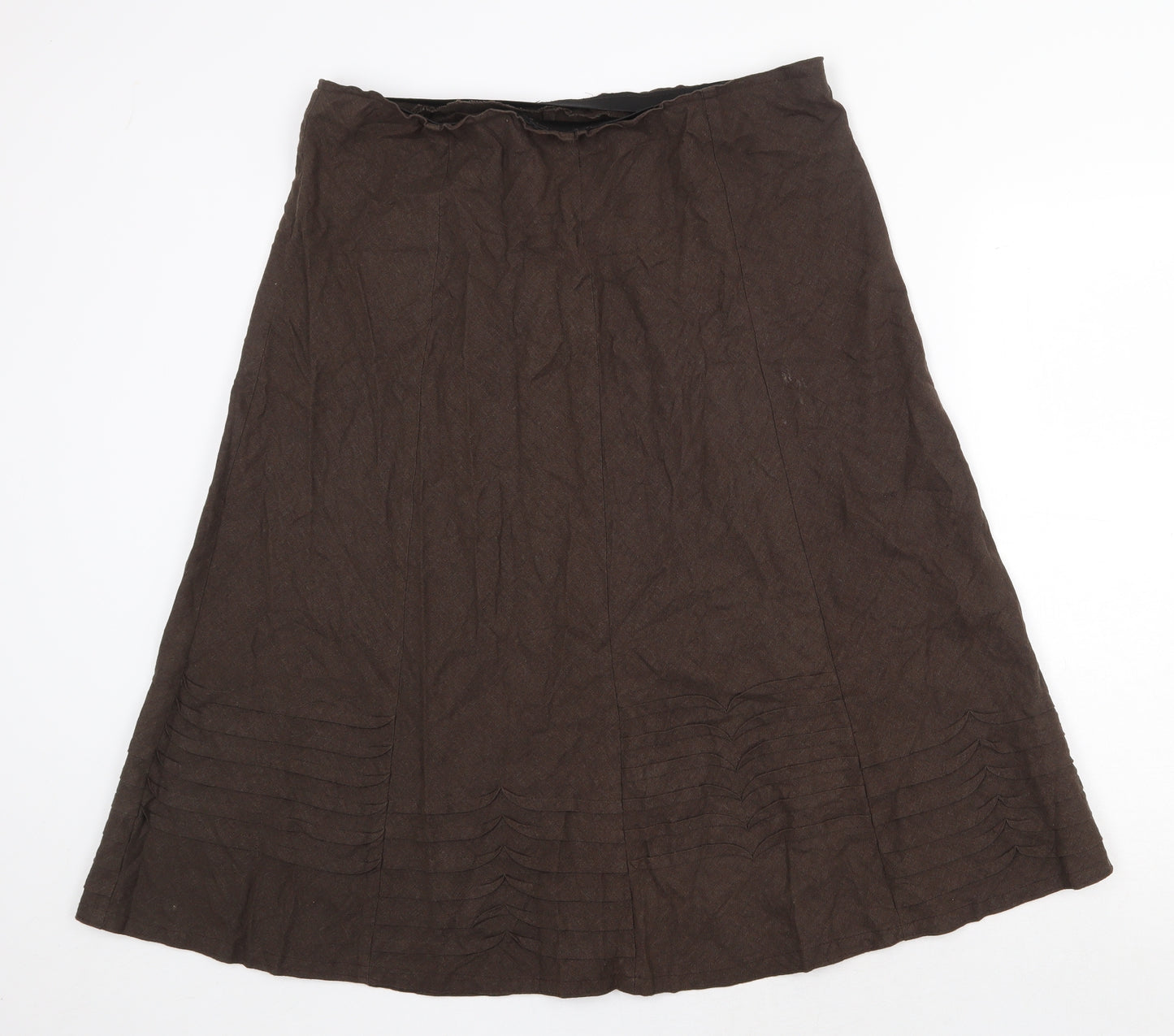 Marks and Spencer Womens Brown Linen Flare Skirt Size 16