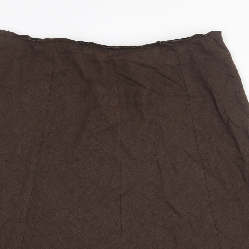 Marks and Spencer Womens Brown Linen Flare Skirt Size 16