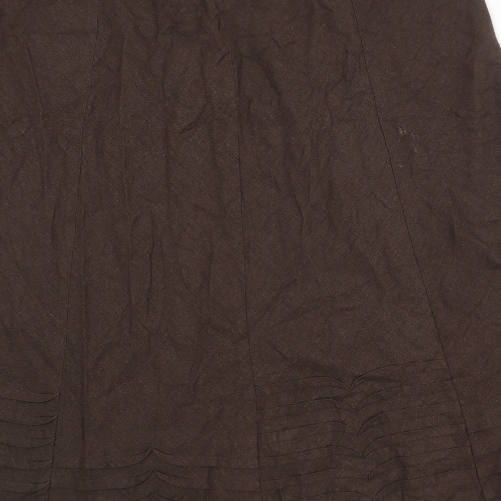 Marks and Spencer Womens Brown Linen Flare Skirt Size 16