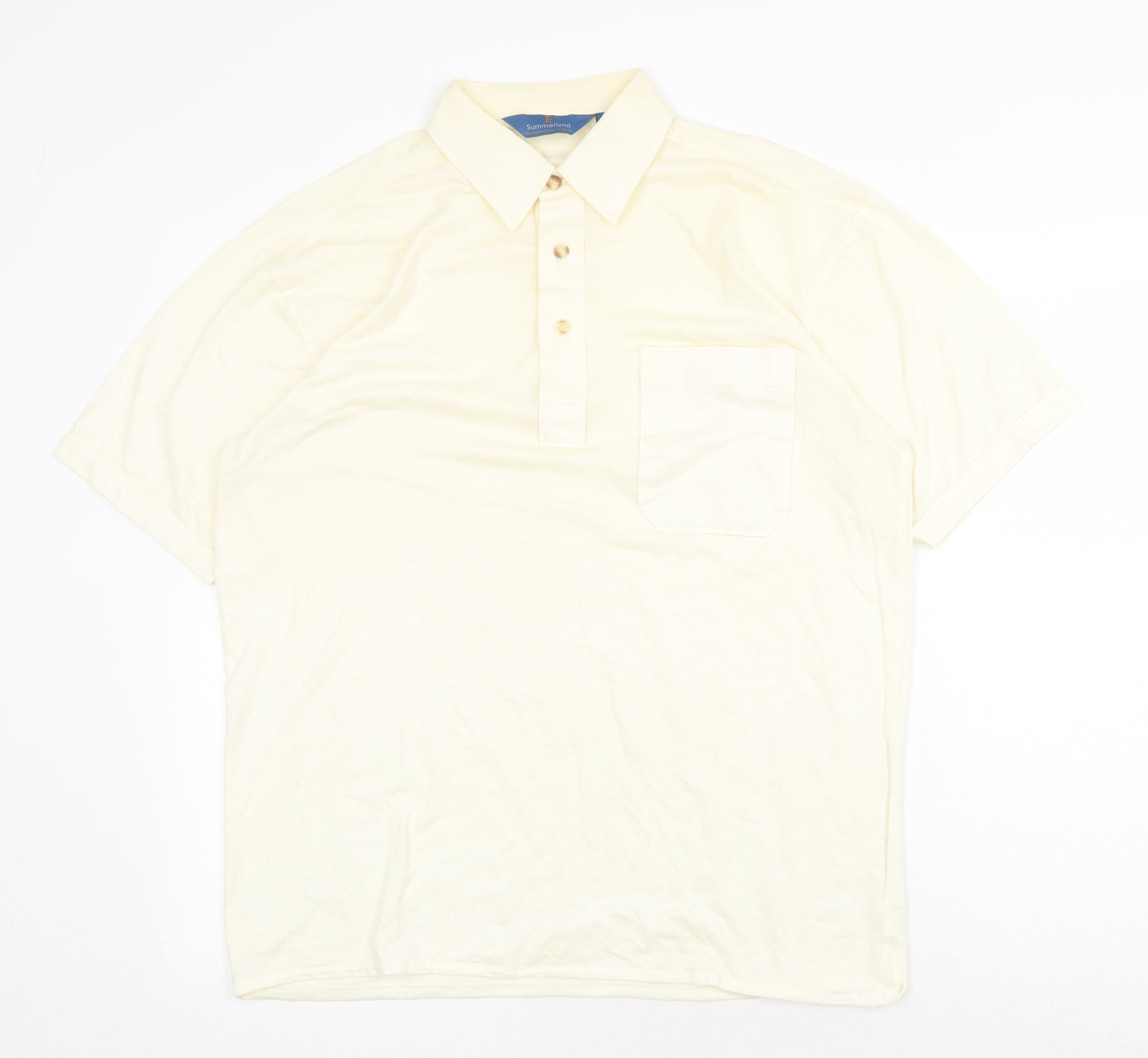 Summerland Mens Ivory Cotton Polo Size M Collared Button