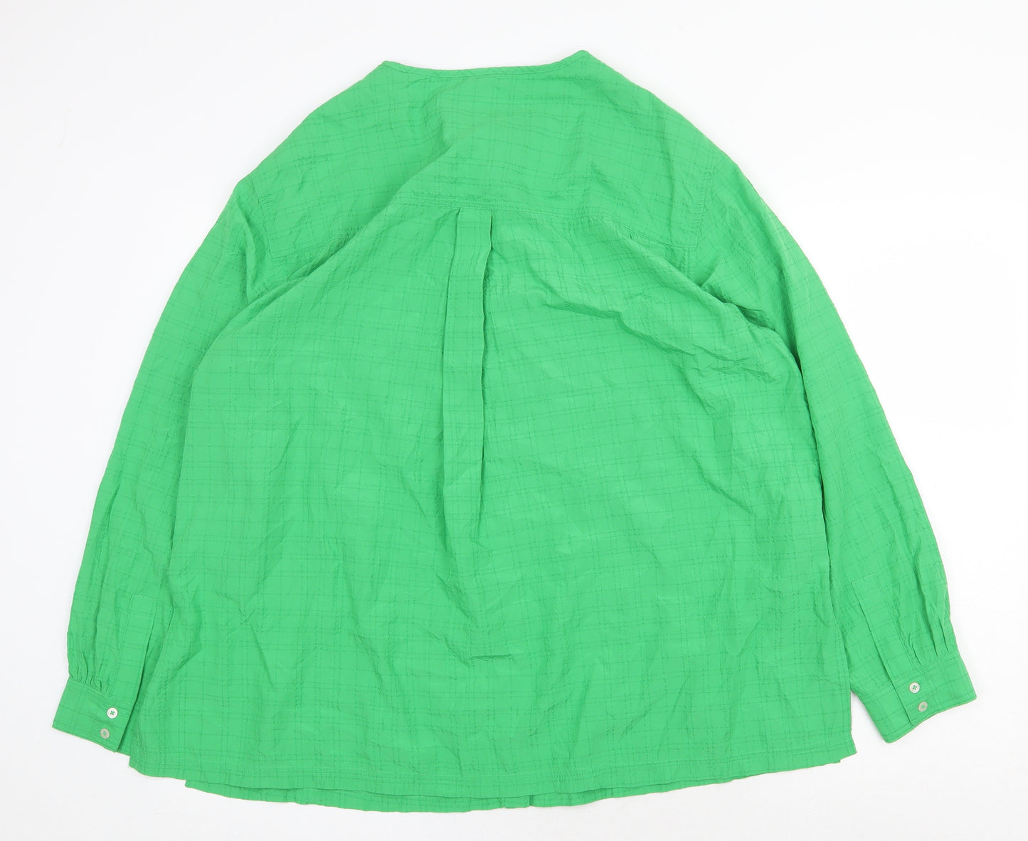 Marks and Spencer Womens Green Modal Basic Button-Up Size 18 Round Neck