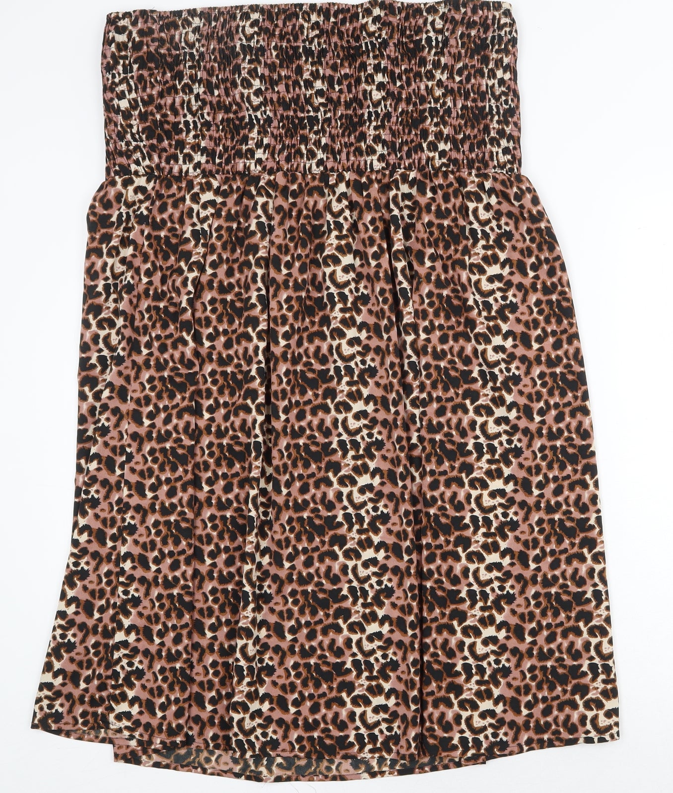 Ocean Club Womens Brown Animal Print Polyester Fit & Flare Size 18 Off the Shoulder Pullover - Leopard print