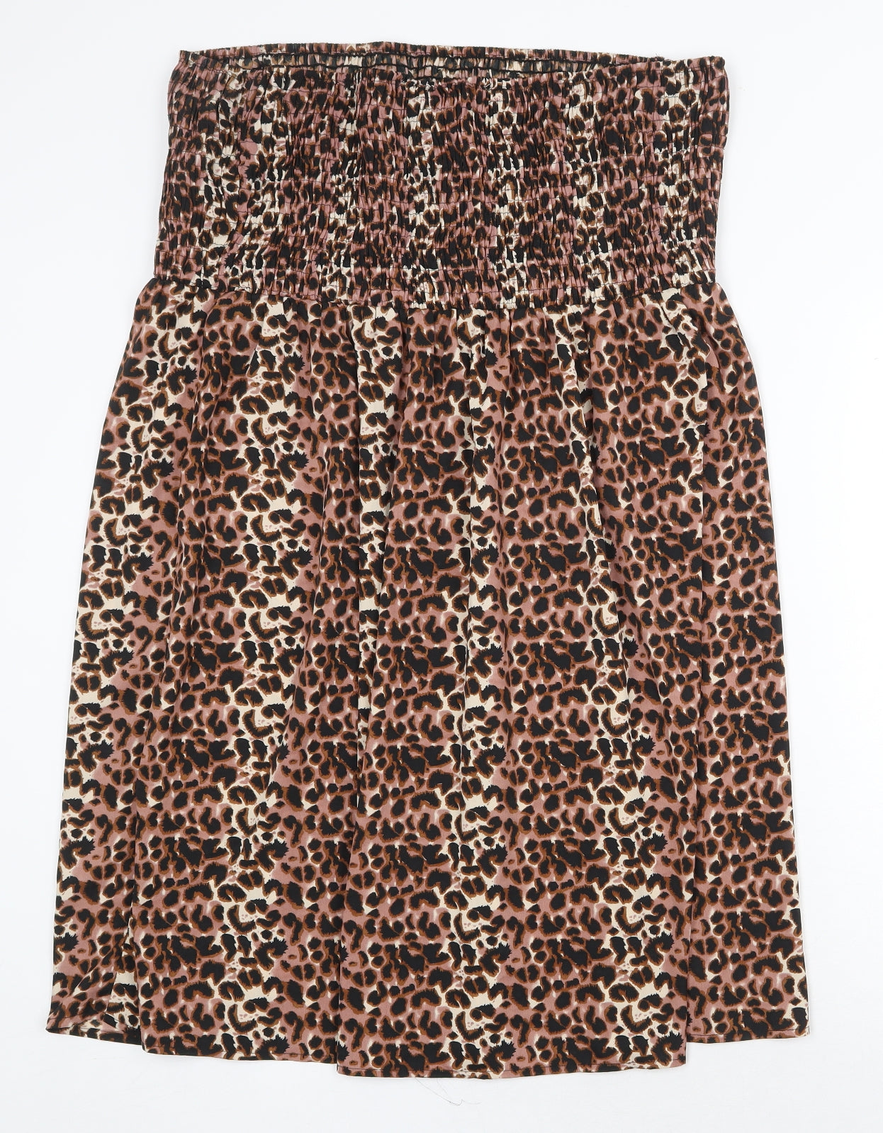 Ocean Club Womens Brown Animal Print Polyester Fit & Flare Size 18 Off the Shoulder Pullover - Leopard print