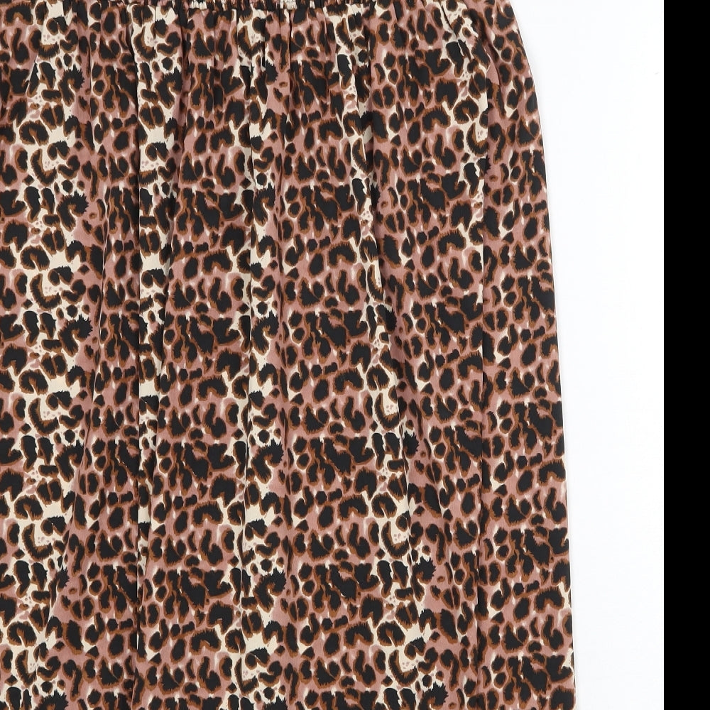 Ocean Club Womens Brown Animal Print Polyester Fit & Flare Size 18 Off the Shoulder Pullover - Leopard print