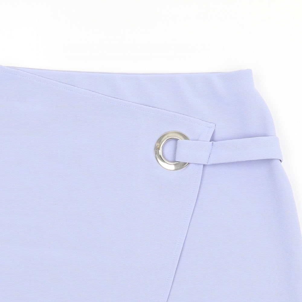 Atmosphere Womens Blue Polyester Wrap Skirt Size 10