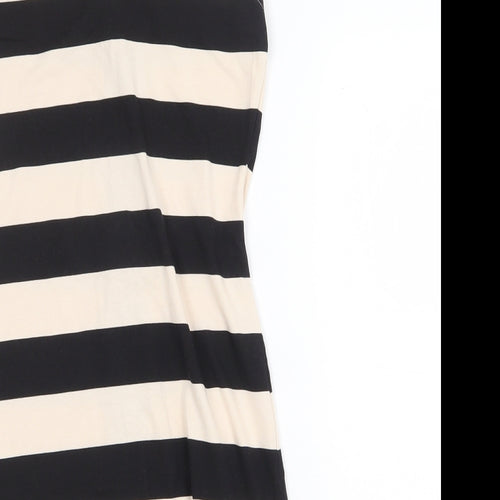 H&M Womens Multicoloured Striped Cotton Basic Blouse Size 8 Scoop Neck