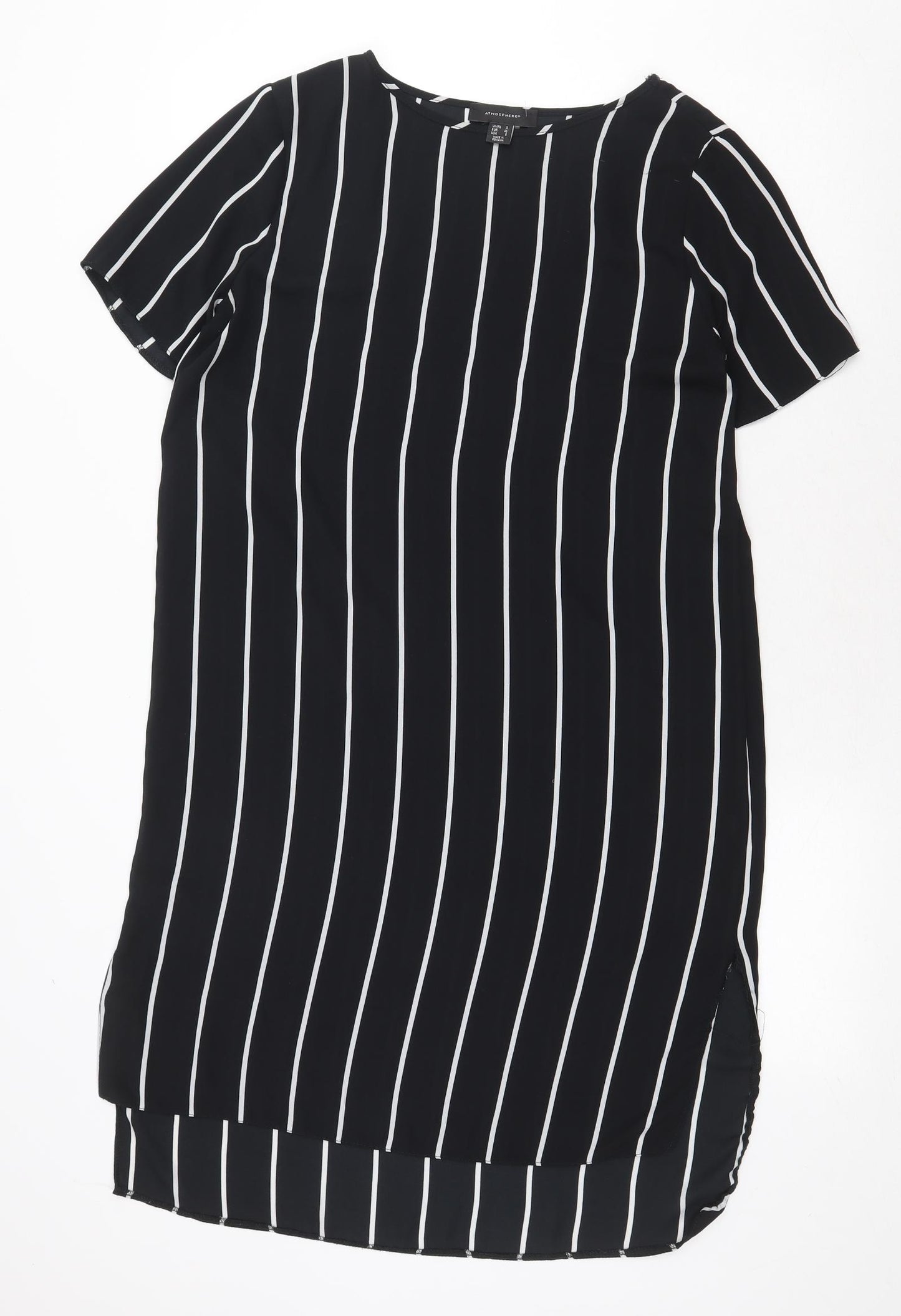 Atmosphere Womens Blue Striped Polyester Shift Size 12 Boat Neck Pullover