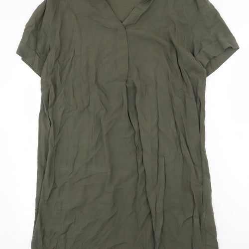 H&M Womens Green Viscose Shift Size 10 V-Neck Pullover