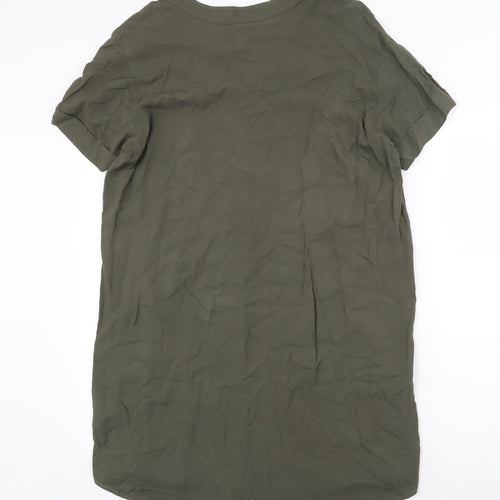 H&M Womens Green Viscose Shift Size 10 V-Neck Pullover