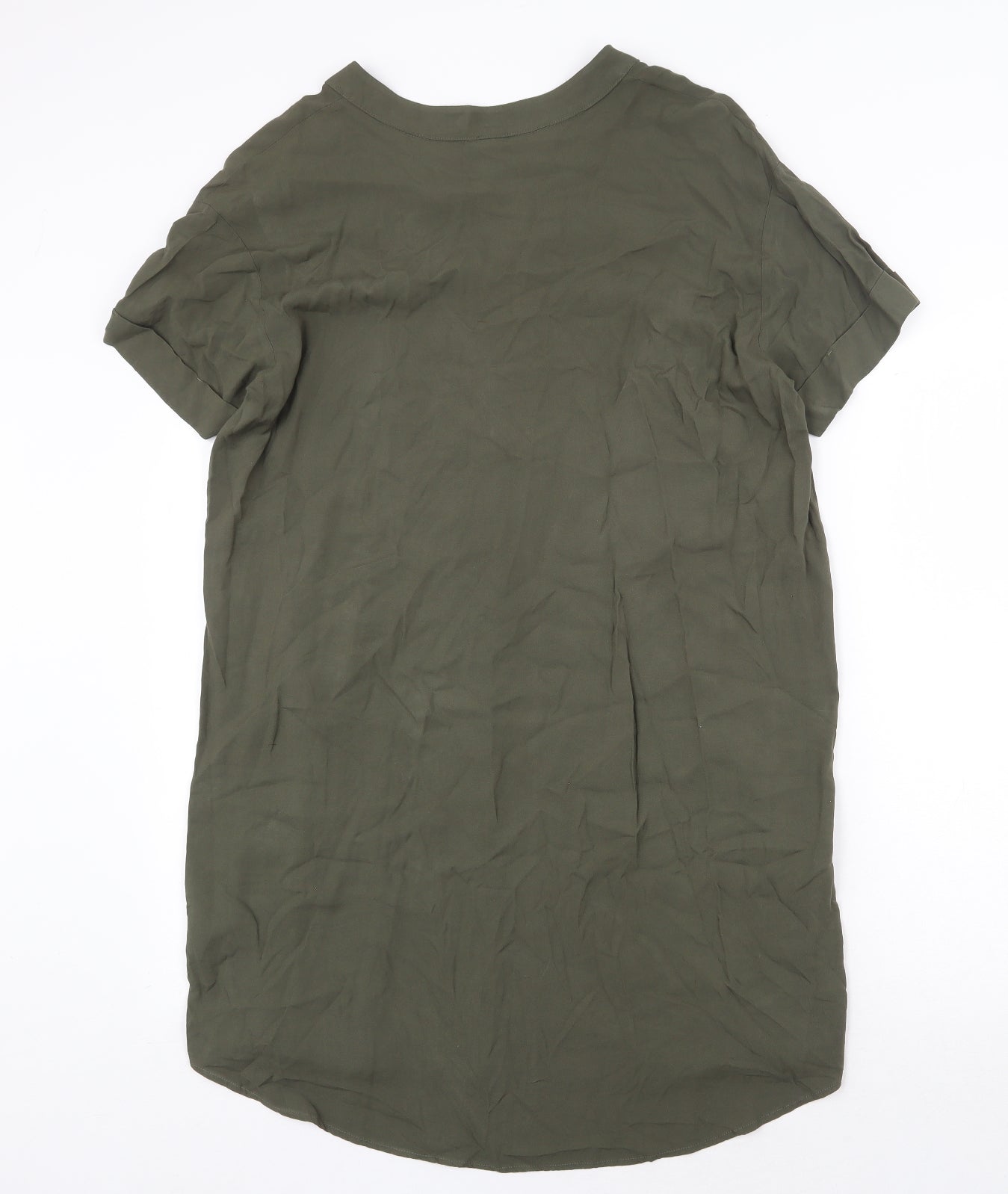 H&M Womens Green Viscose Shift Size 10 V-Neck Pullover