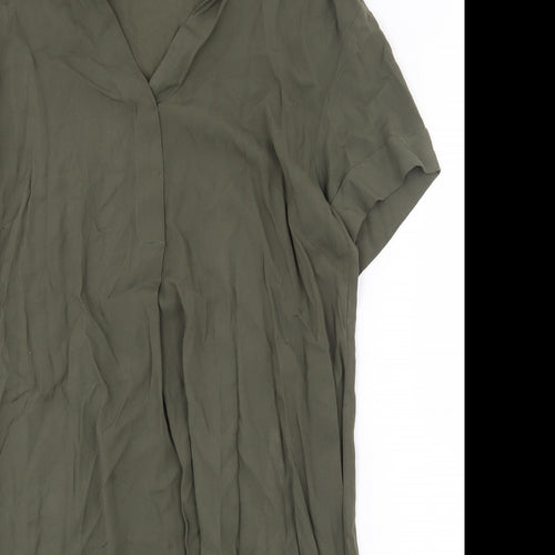 H&M Womens Green Viscose Shift Size 10 V-Neck Pullover
