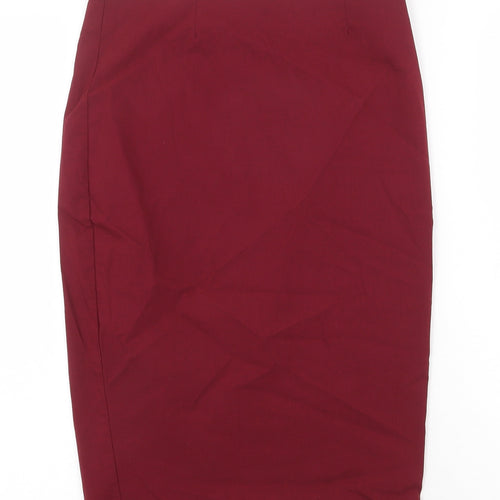 ASOS Womens Red Viscose Straight & Pencil Skirt Size 21 in Zip