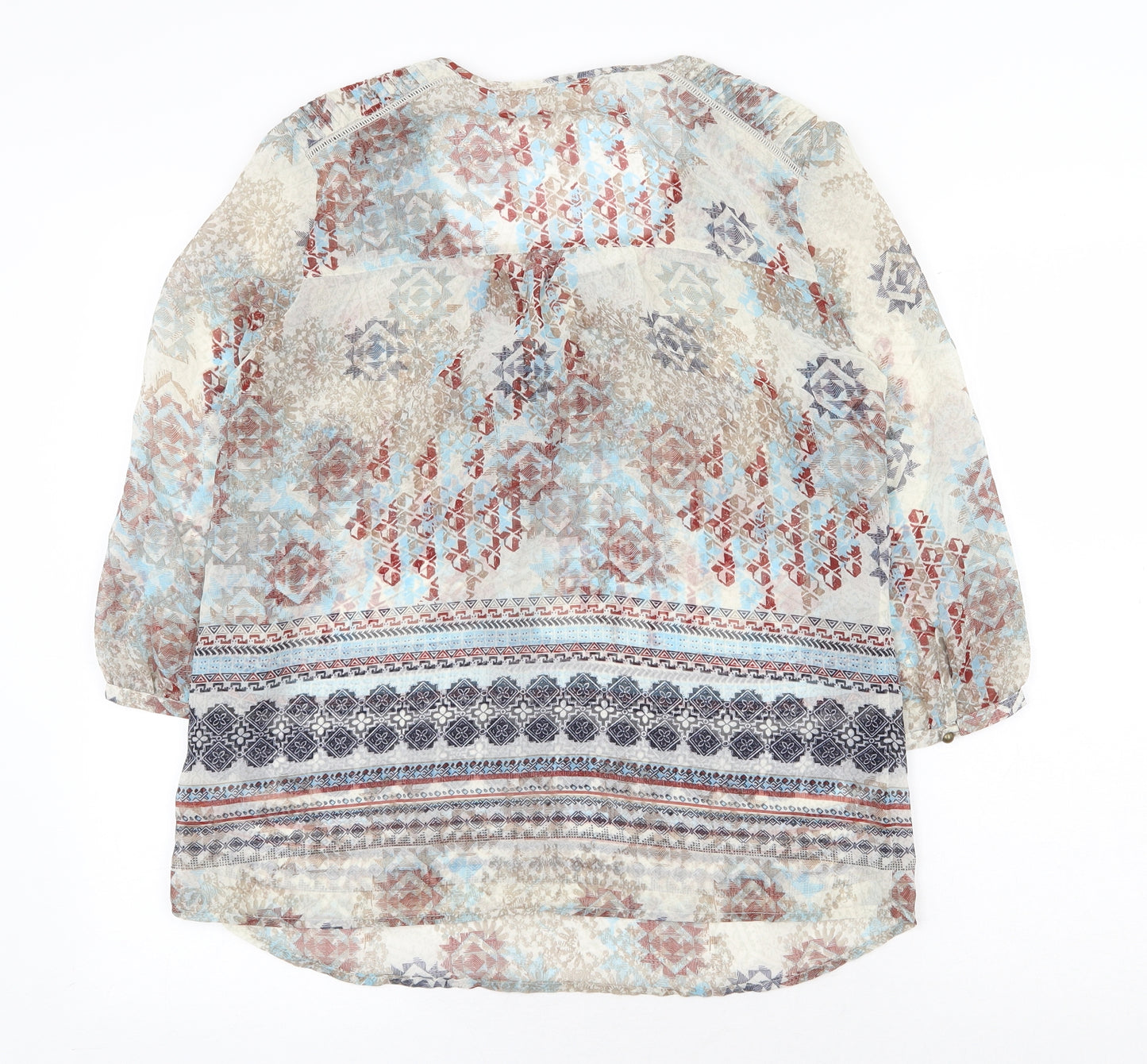 Marks and Spencer Womens Multicoloured Geometric Polyester Basic Blouse Size 12 Round Neck