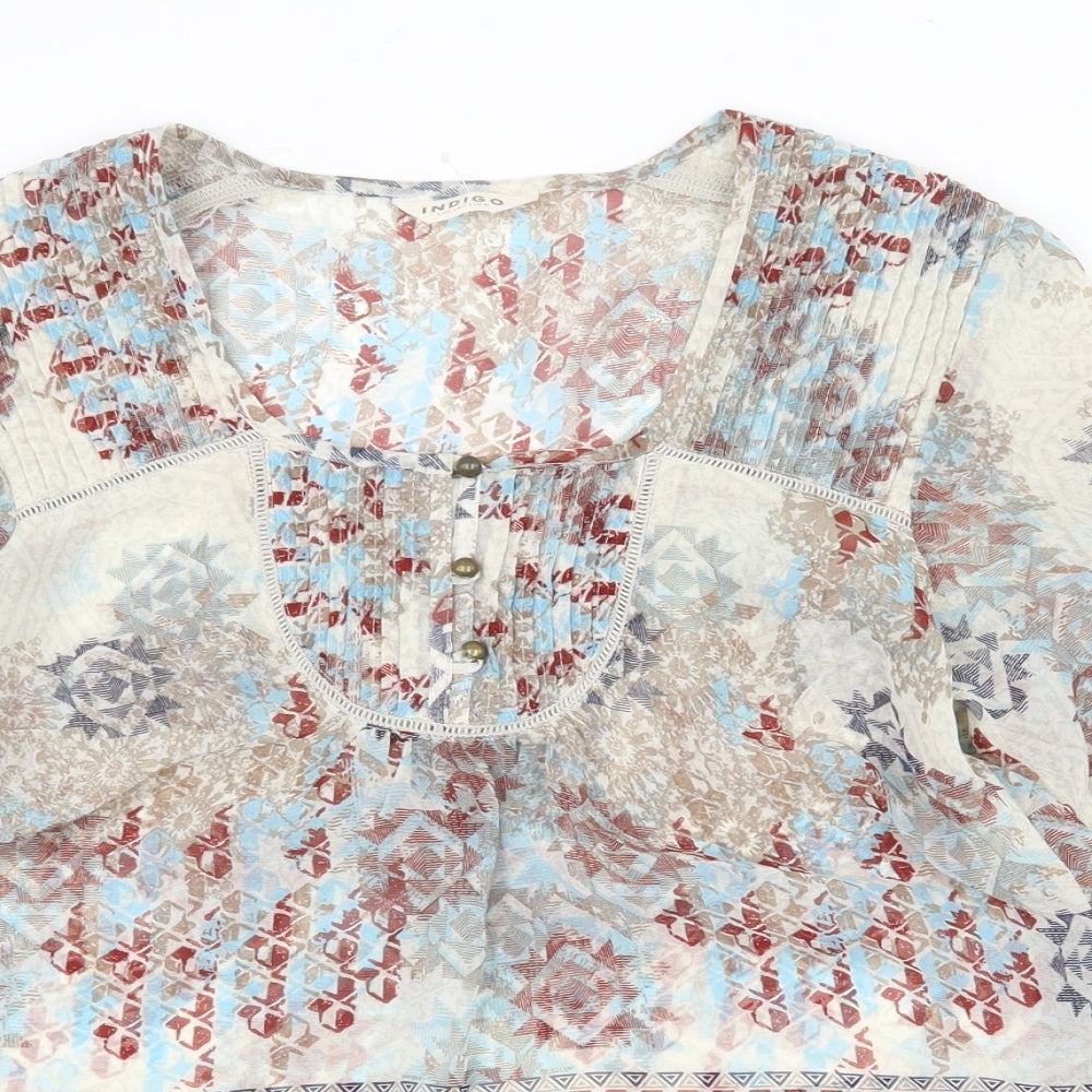 Marks and Spencer Womens Multicoloured Geometric Polyester Basic Blouse Size 12 Round Neck