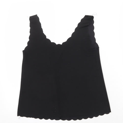 Candy Crush Womens Black Polyester Basic Tank Size S V-Neck - Scallop Hem